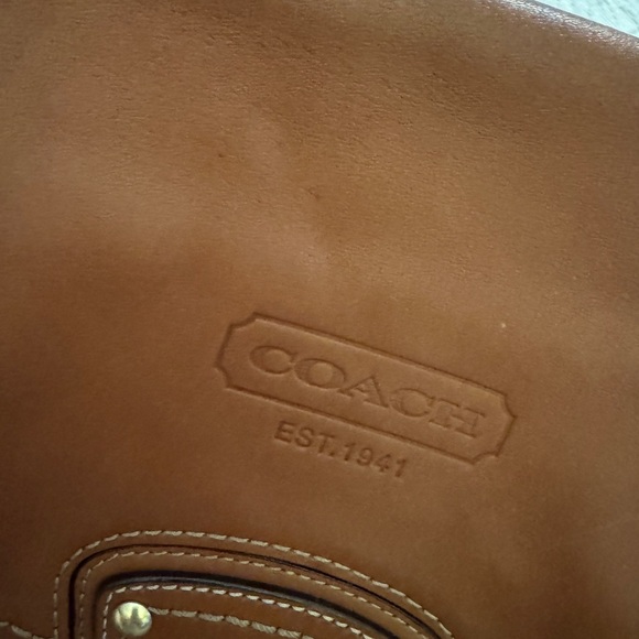 Coach Brown Leather Shoulder Bag with Gold Accents - Picture 6 of 11